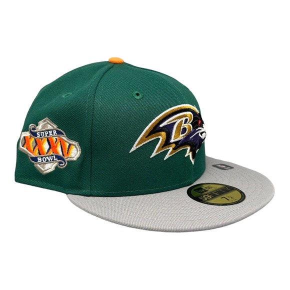 New Era 59Fifty Electrolyte Baltimore Ravens 35 Super Bowl Patch‎ Men's Sz 7 1/4 - Picture 2 of 8
